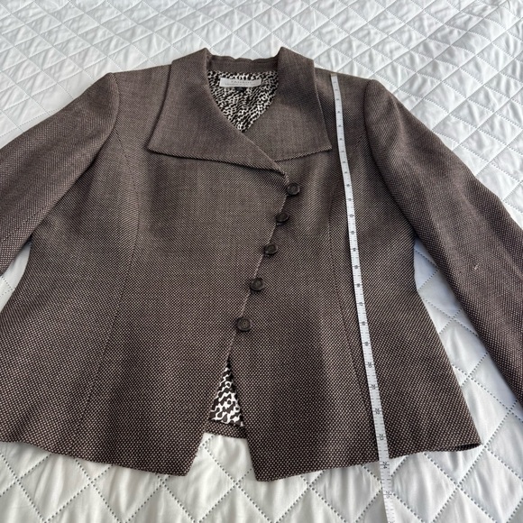 Tahari Arthur S Levine 100% Wool Asymmetrical Blazer Women’s 14 - Picture 8 of 11